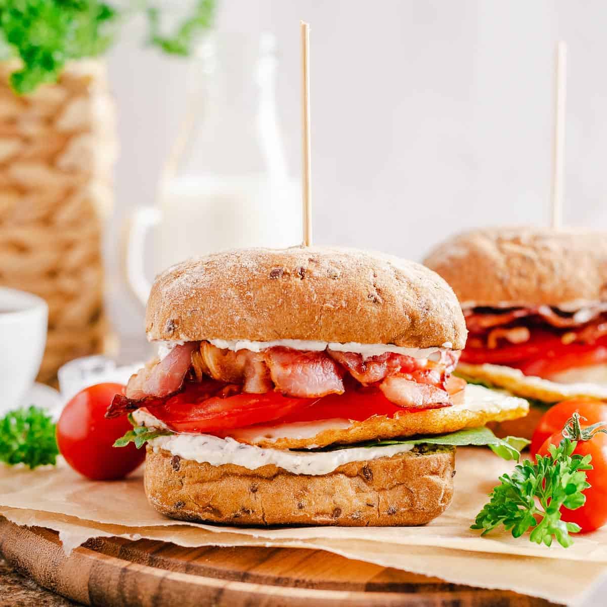 Bacon, Egg and Cream Cheese Breakfast Sandwich
