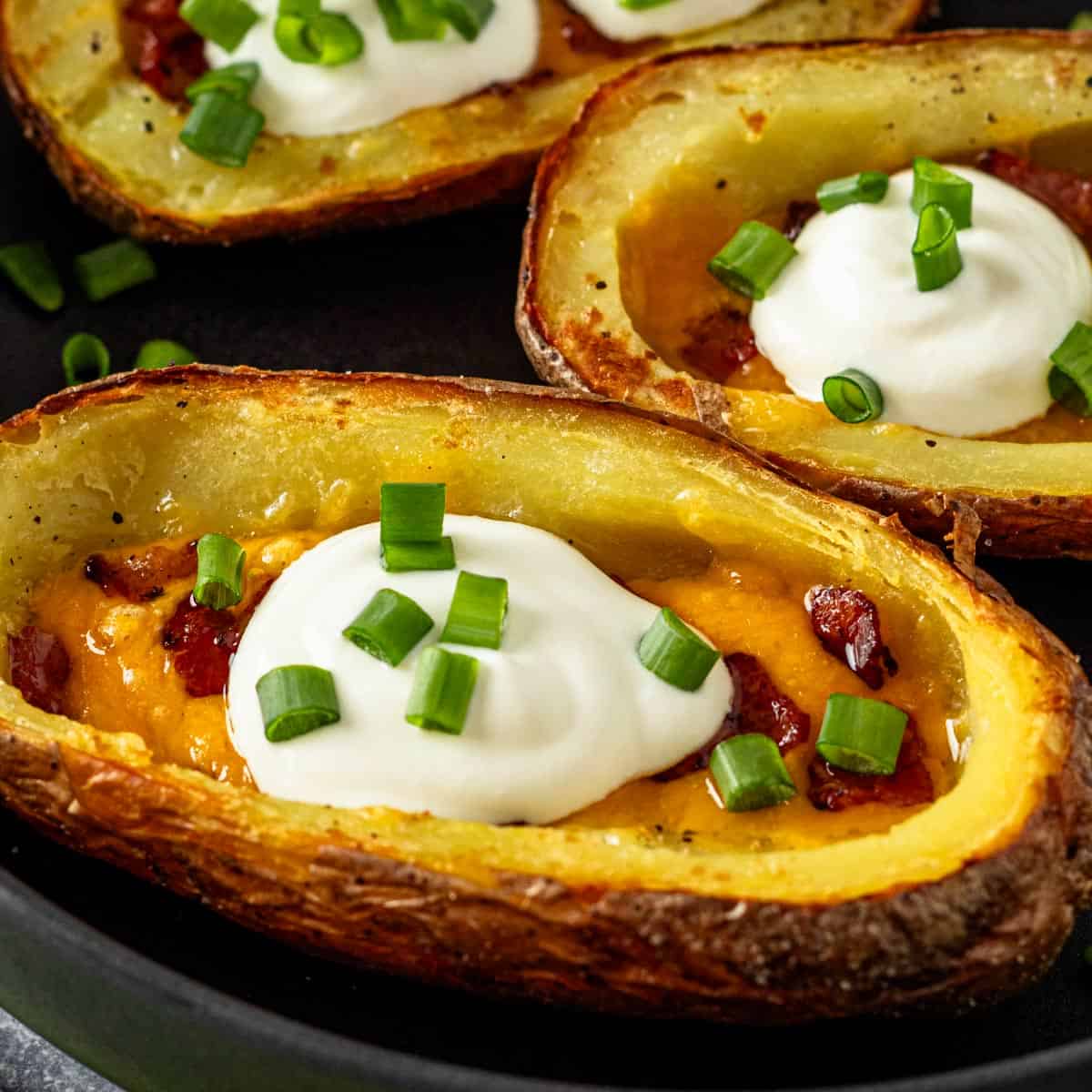 Air Fryer Potato Skins With Cheese and Bacon