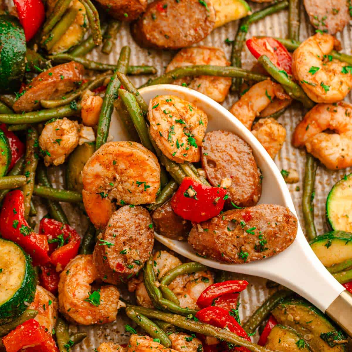 Cajun Sheet Pan Shrimp, Sausage, and Veggies