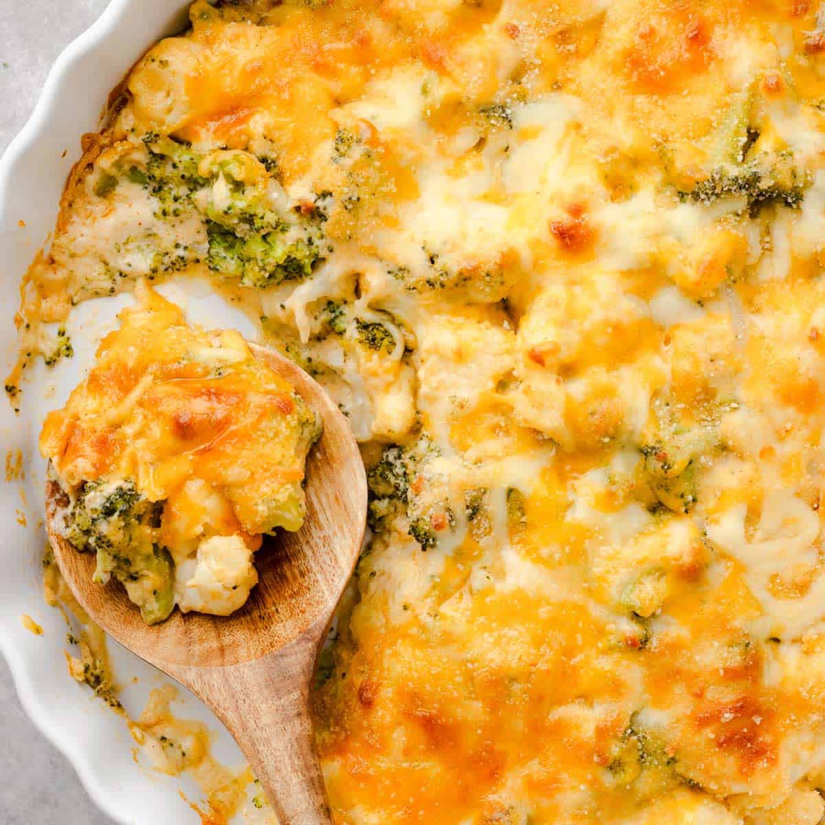 Cheesy Broccoli Cauliflower Casserole (Low-Carb)