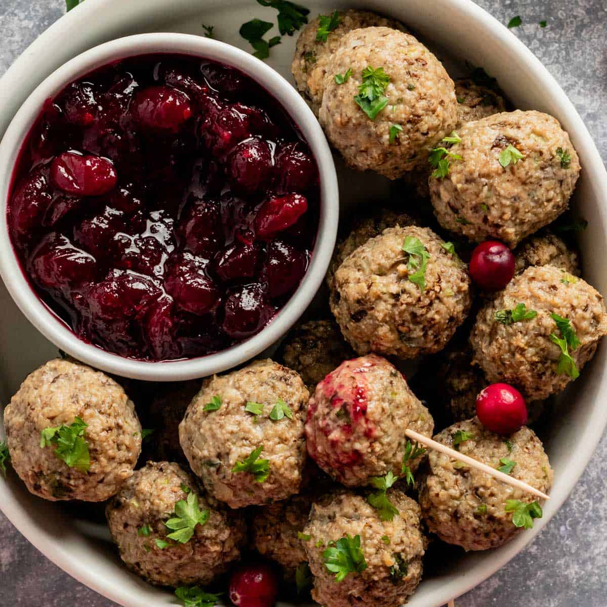 Baked Turkey Stuffing Meatballs