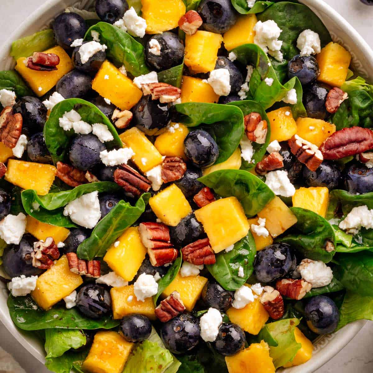 Mango Spinach Salad with Pecans and Blueberries