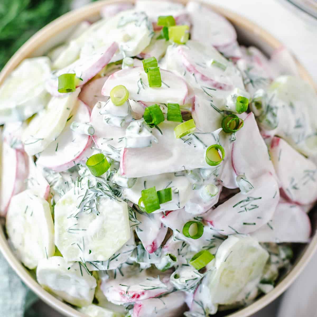 Creamy Cucumber Salad With Radishes