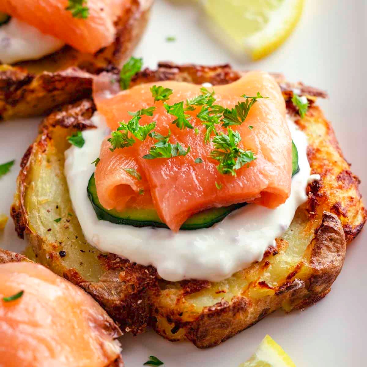 Crispy Potato Salmon Blinis