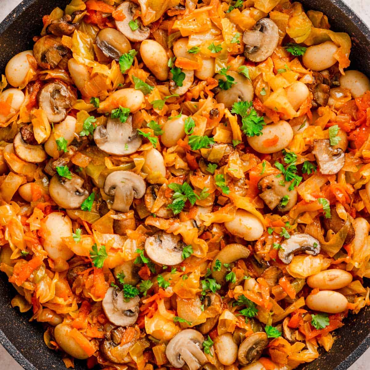 One Pan Cabbage and Beans Dinner