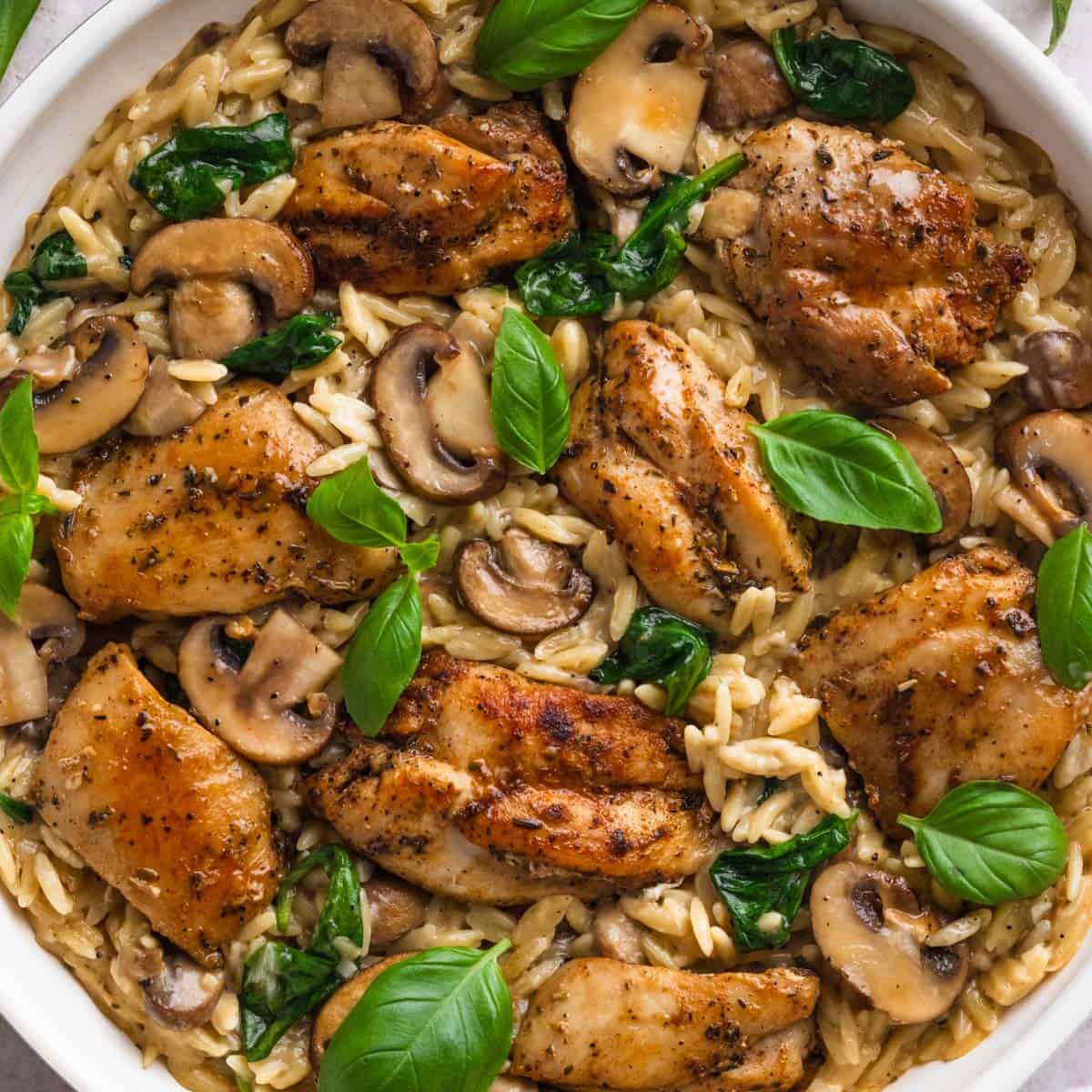 Creamy One-Pot Chicken Orzo with Mushrooms
