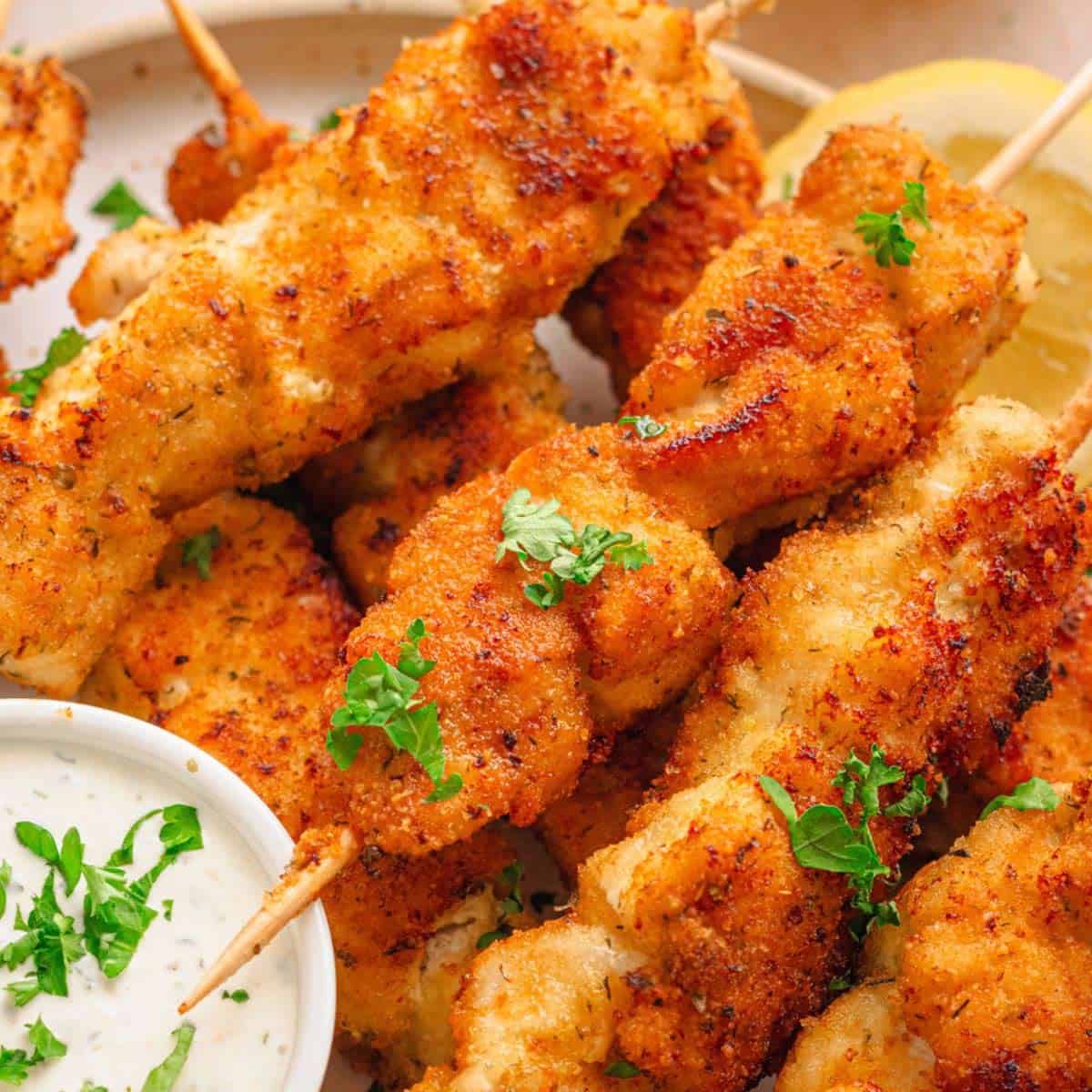 Breaded Chicken Skewers (Crispy Outside, Juicy Inside!)