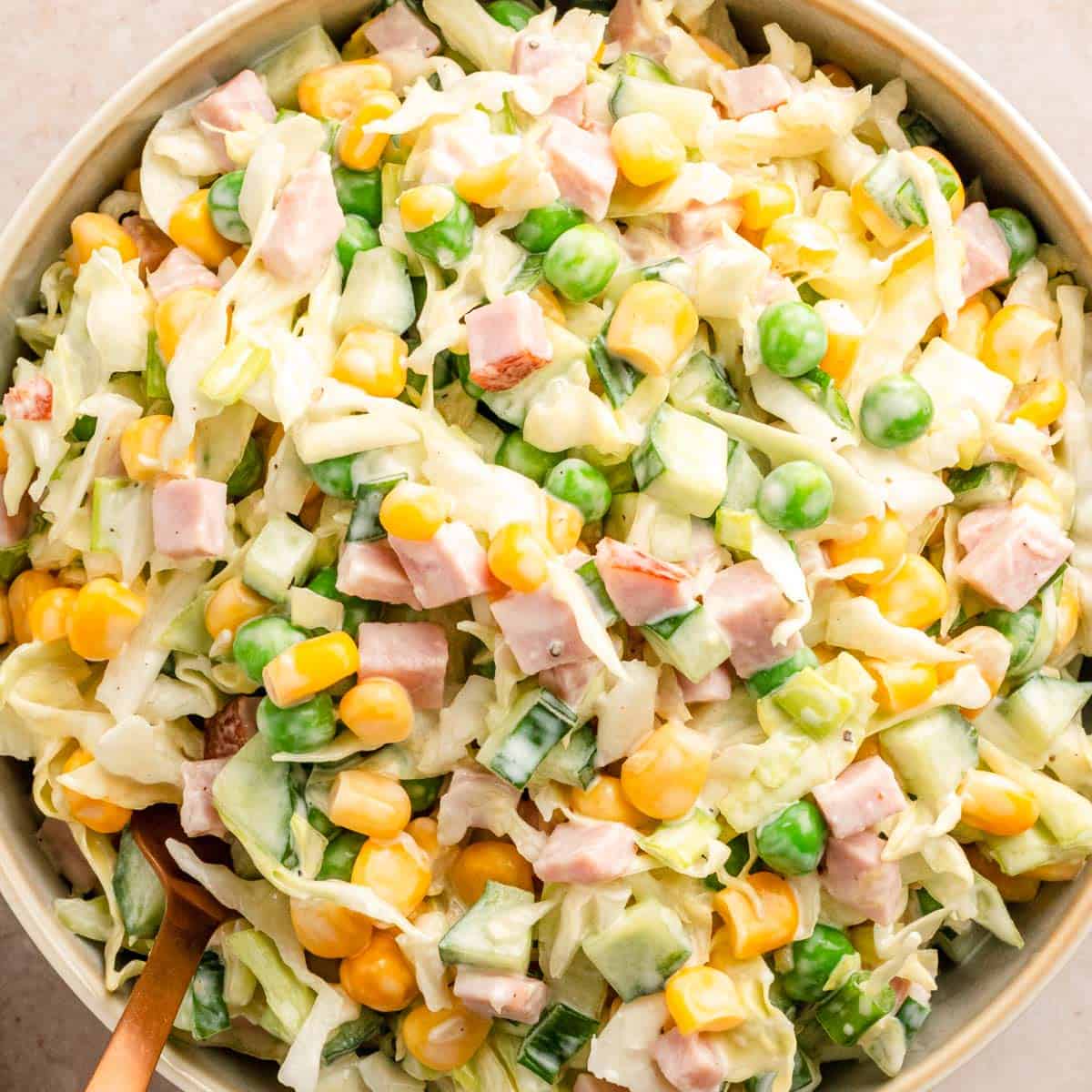 Cabbage Corn Salad (With Ham)