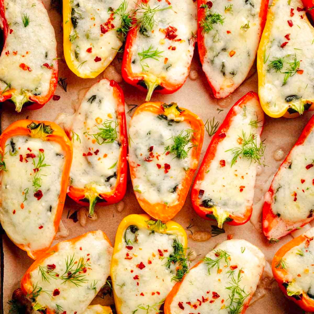 Greek Stuffed Mini Peppers With Spinach and Feta