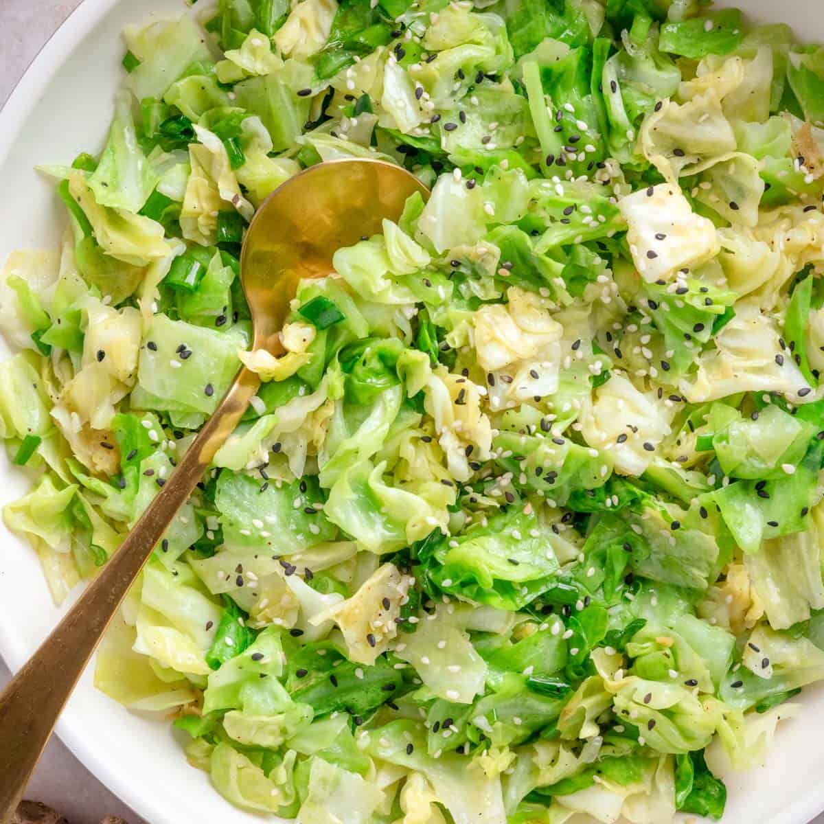 Sesame Garlic Sauteed Cabbage Stir Fry
