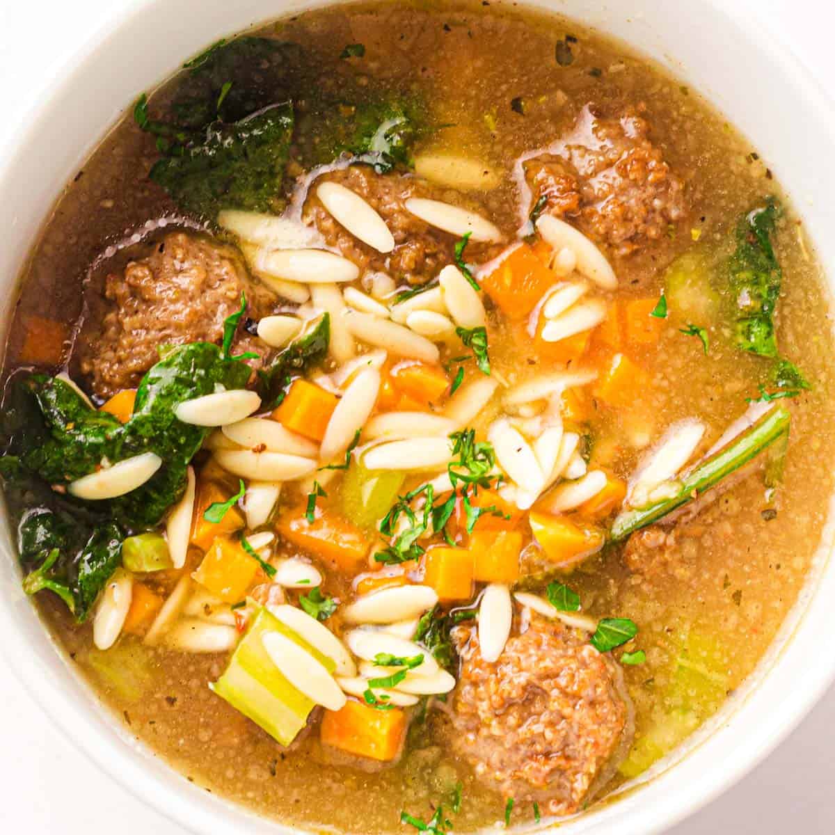 Slow Cooker Italian Meatball Soup (with Orzo)