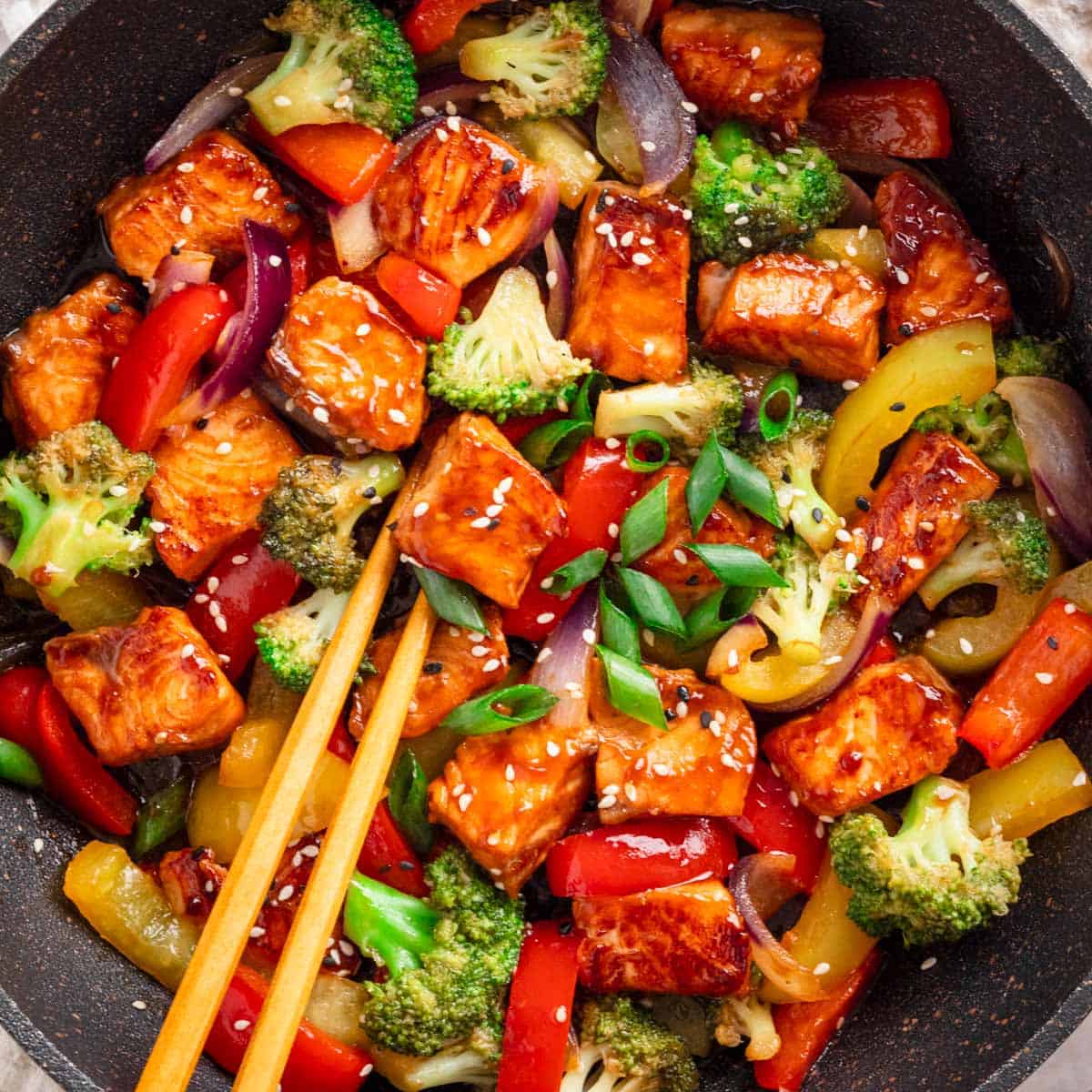 Pan-Fried Teriyaki Salmon Stir Fry