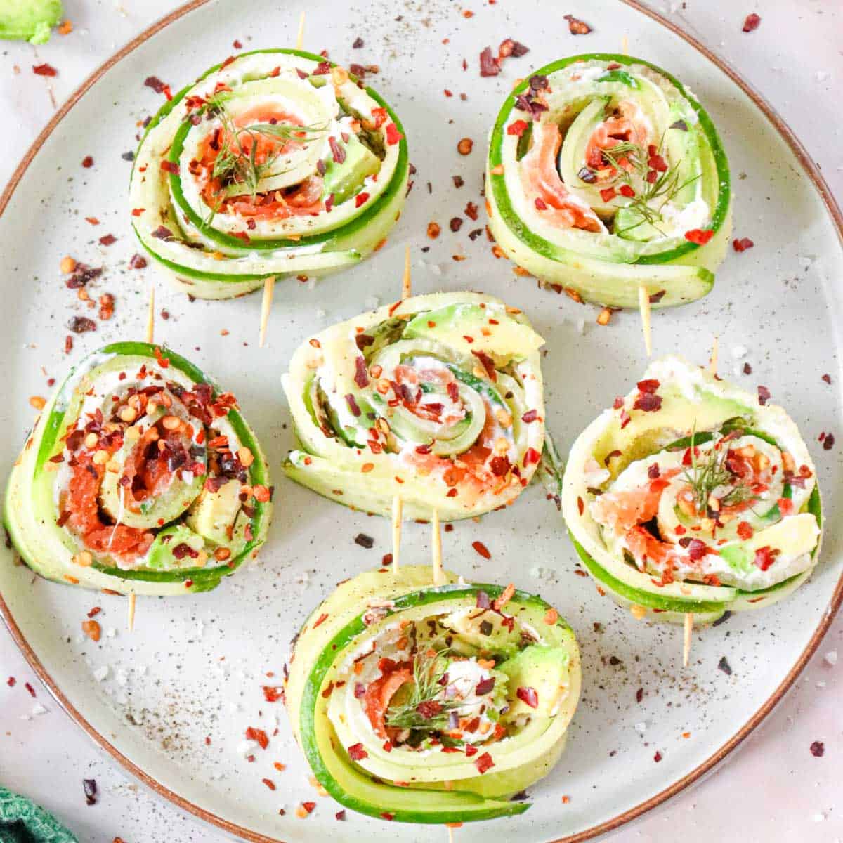 Creamy Salmon Cucumber Rolls With Avocado