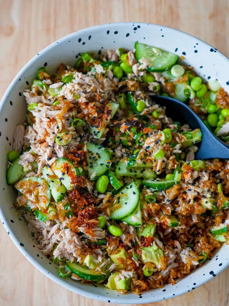 Tuna Avocado Crispy Rice Salad