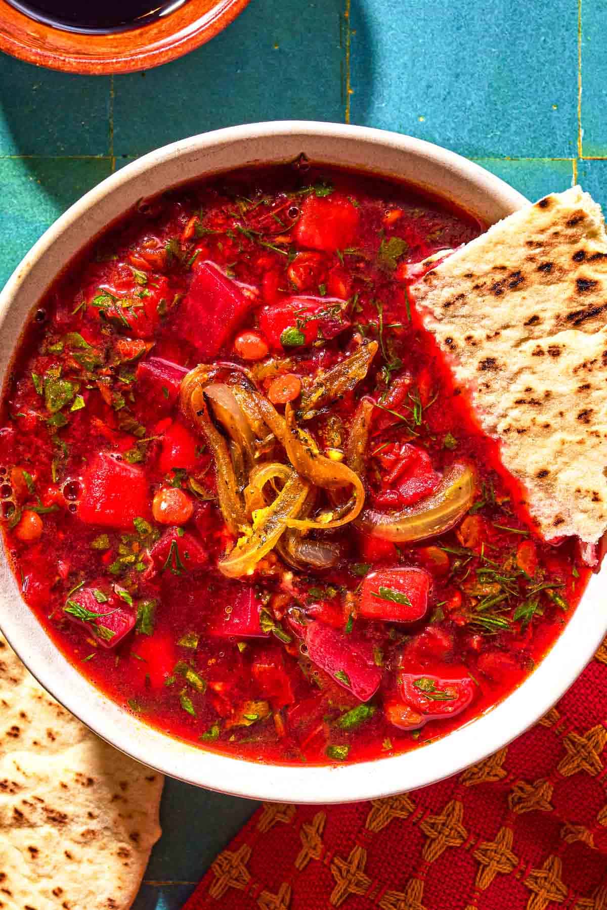 Persian Lentil and Beet Soup (Ash-e Shooli)
