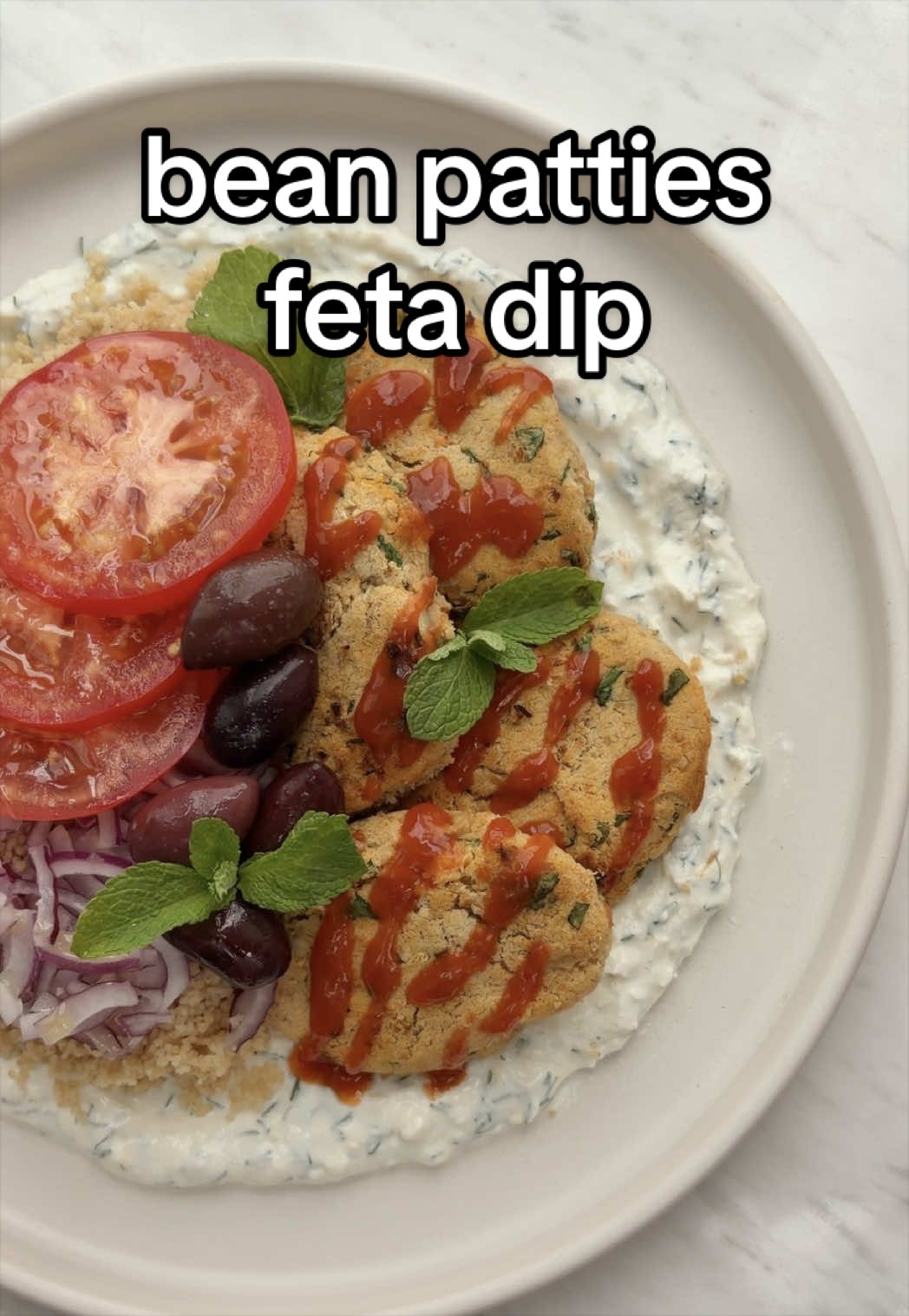 Butter Bean Patties on Feta Dip