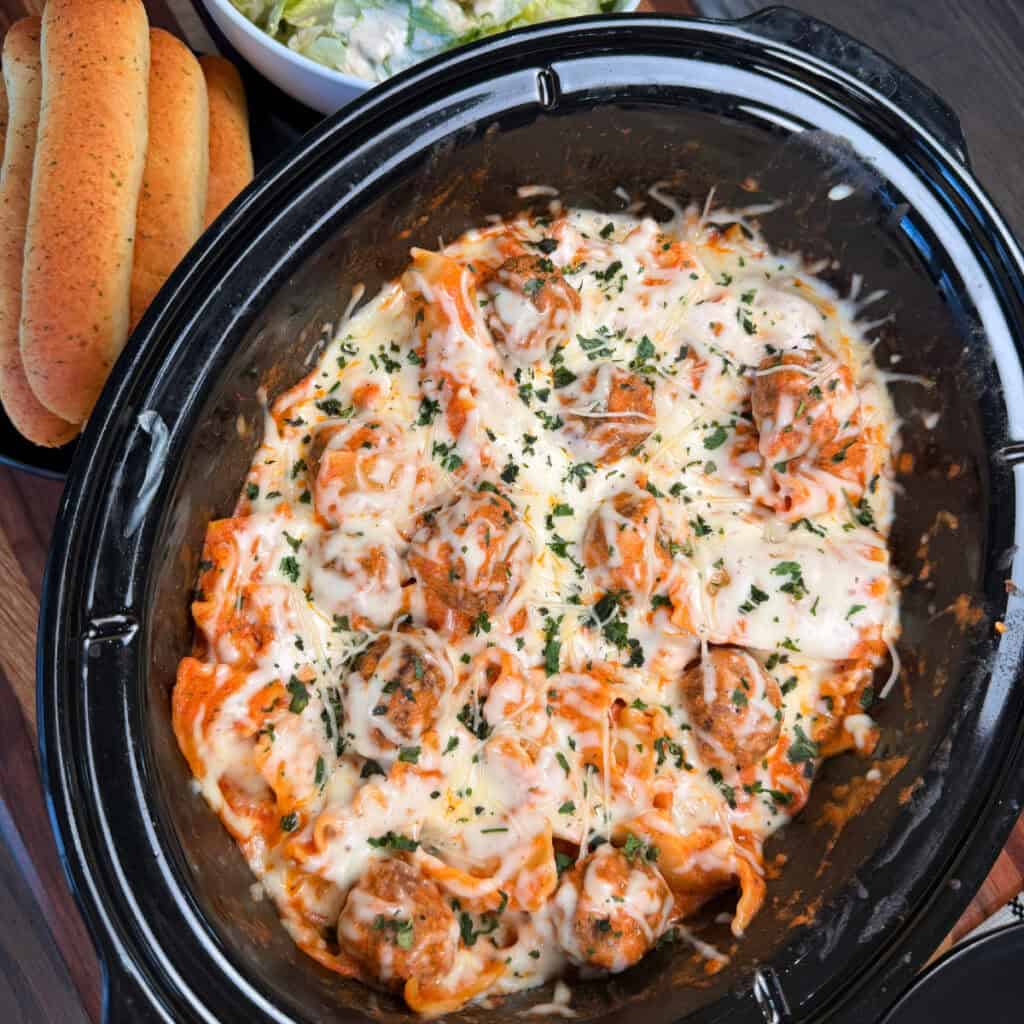 Easy Crockpot Meatball Lasagna