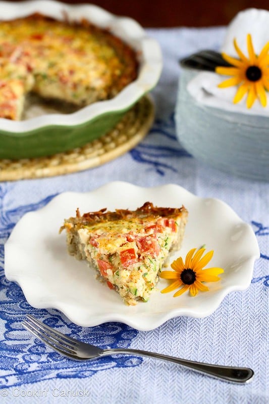 Potato-Crusted Quiche Recipe with Zucchini, Tomatoes & Feta