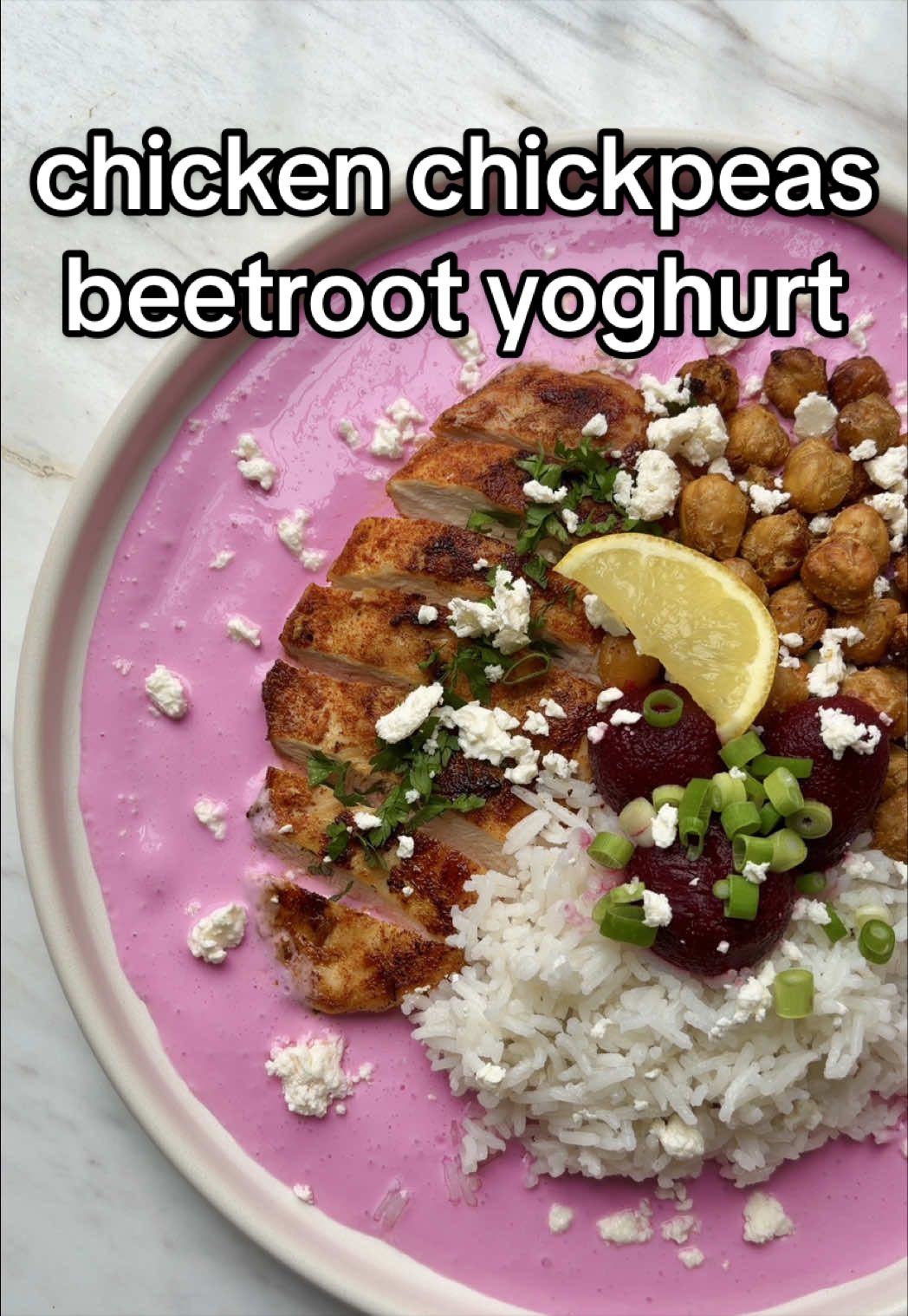 Chicken & Crispy Chickpeas on Beetroot Yoghurt