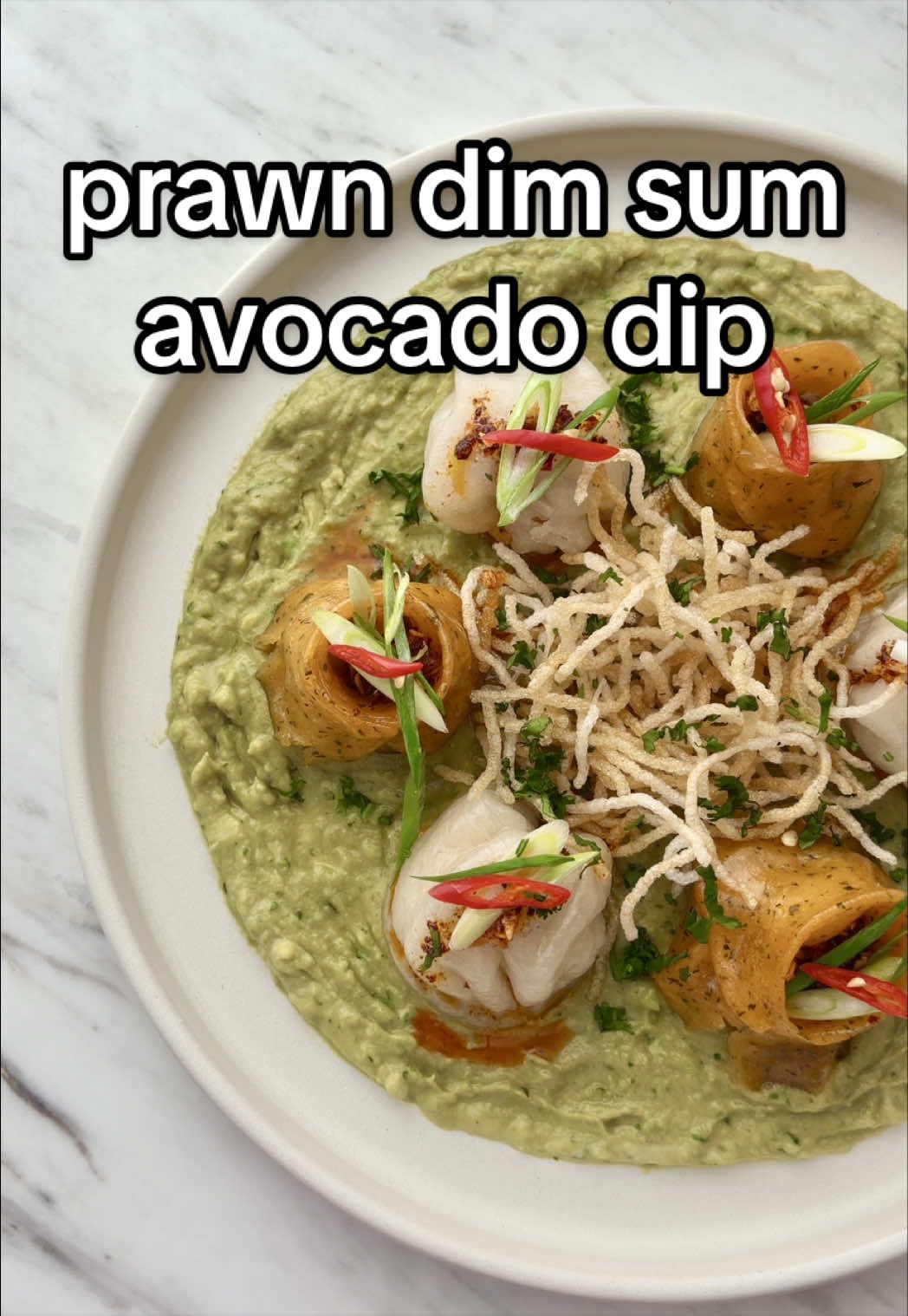 Prawn Dim Sum on Avocado Dip