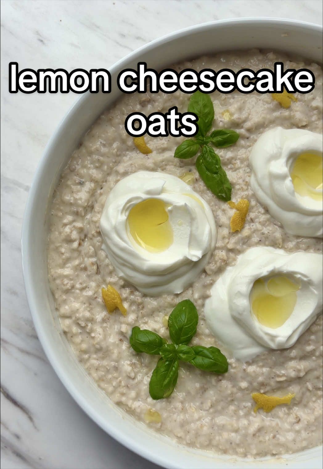 Lemon Cheesecake Oats with Basil