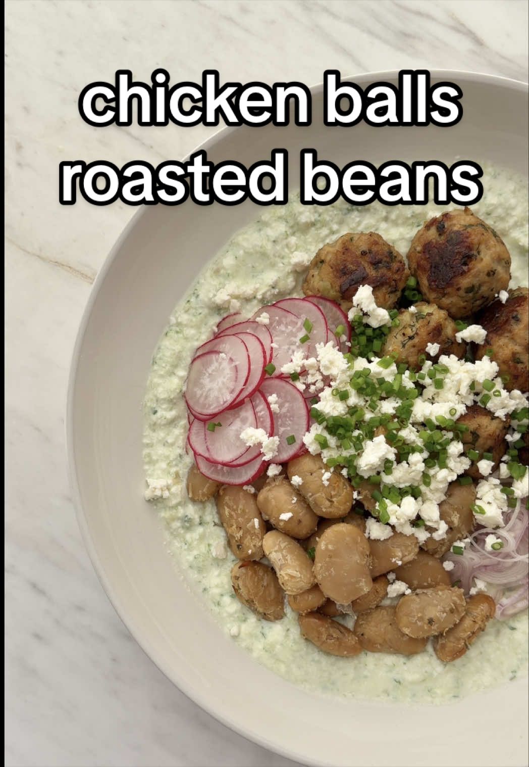 Chicken Meatballs & Roasted Butter Beans Dip