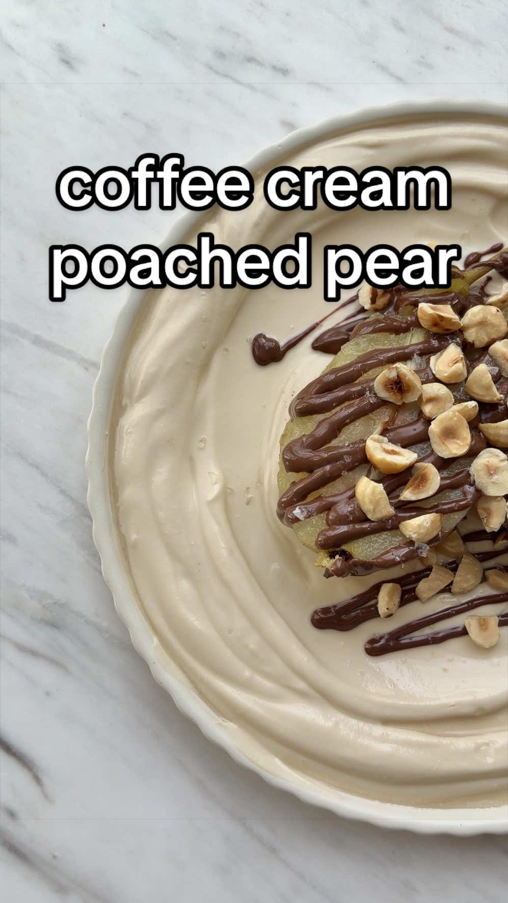 Poached Pear with Coffee Mascarpone Cream
