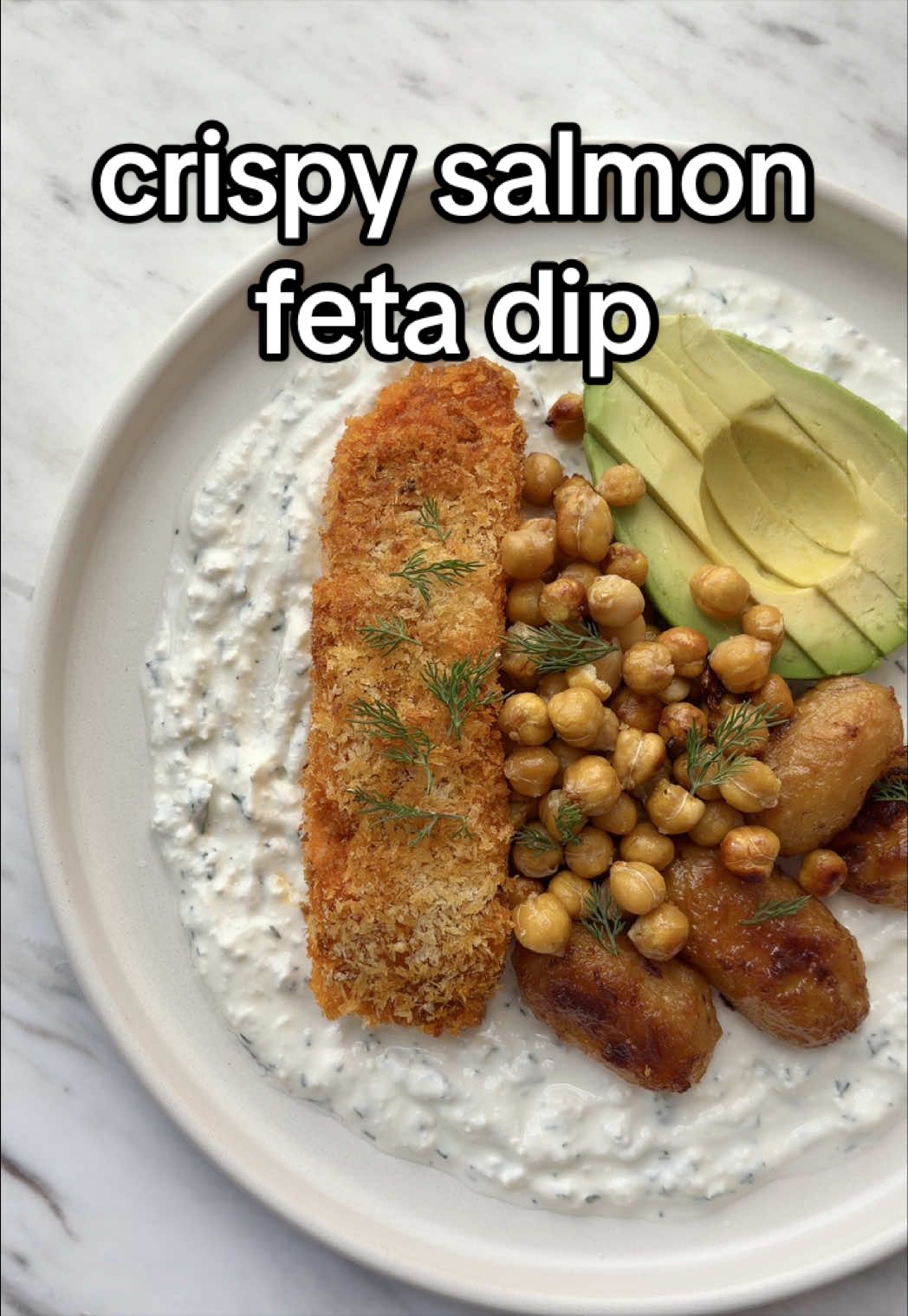 Panko Crusted Salmon on Feta Dip